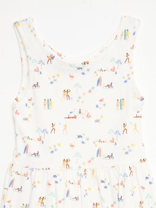 Fijngebreide jurk met dunne bandjes en all-over print van katoen - Kiabi