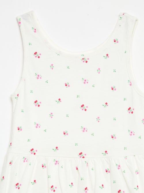 Fijngebreide jurk met dunne bandjes en all-over print van katoen - Kiabi