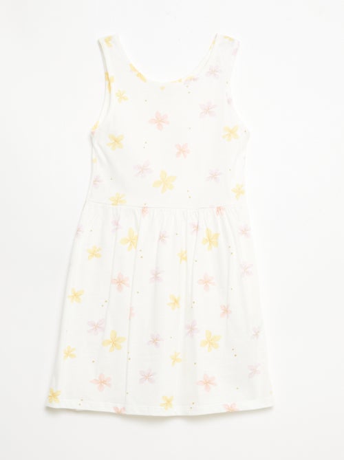 Fijngebreide jurk met dunne bandjes en all-over print van katoen - Kiabi