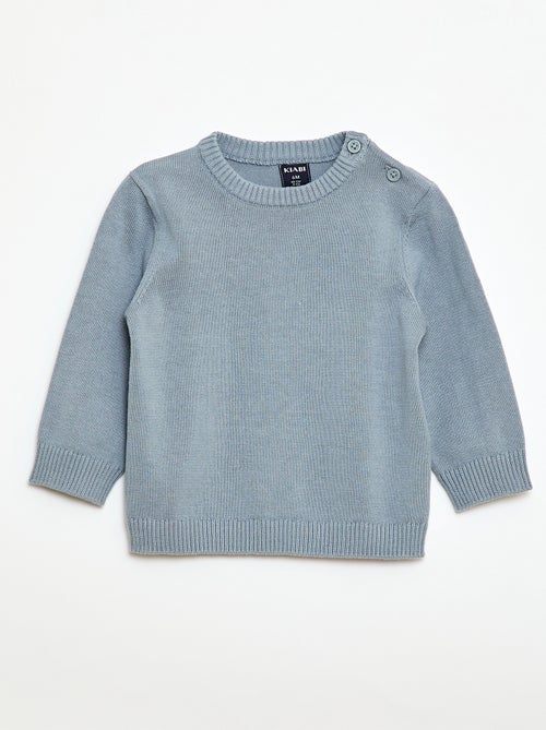 Fijngebreide trui met knoopsluiting bij de hals - Kiabi
