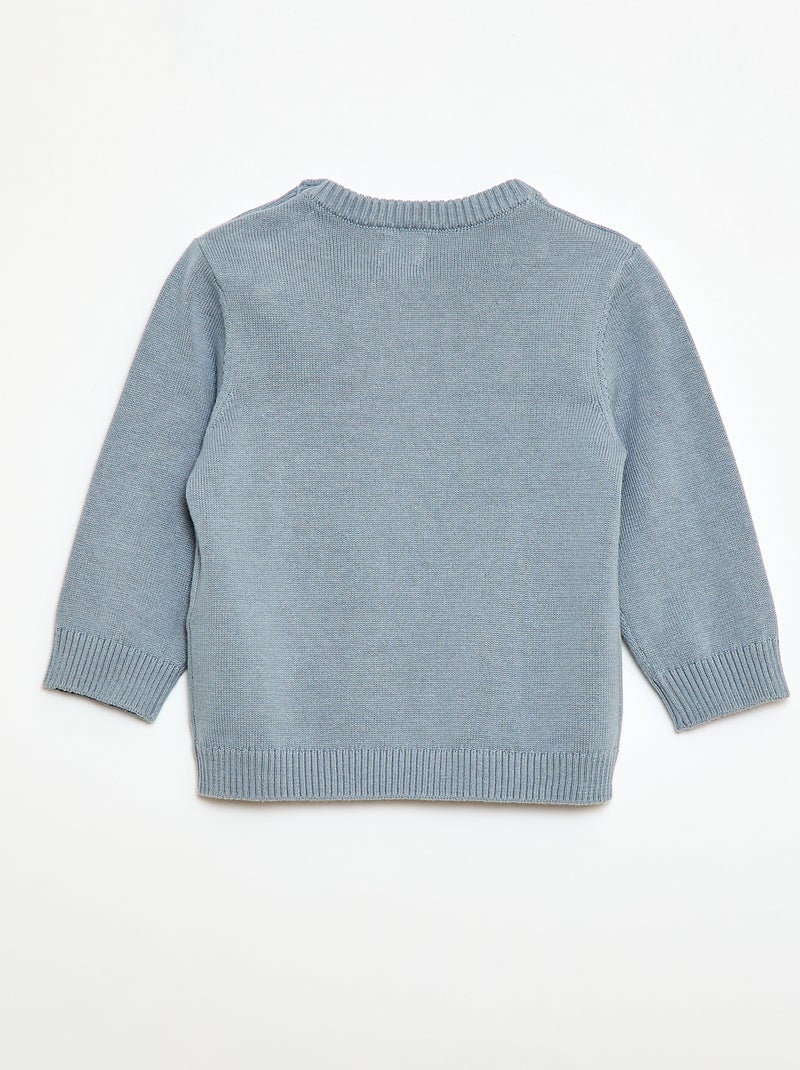 Fijngebreide trui met knoopsluiting bij de hals Blauw - Kiabi
