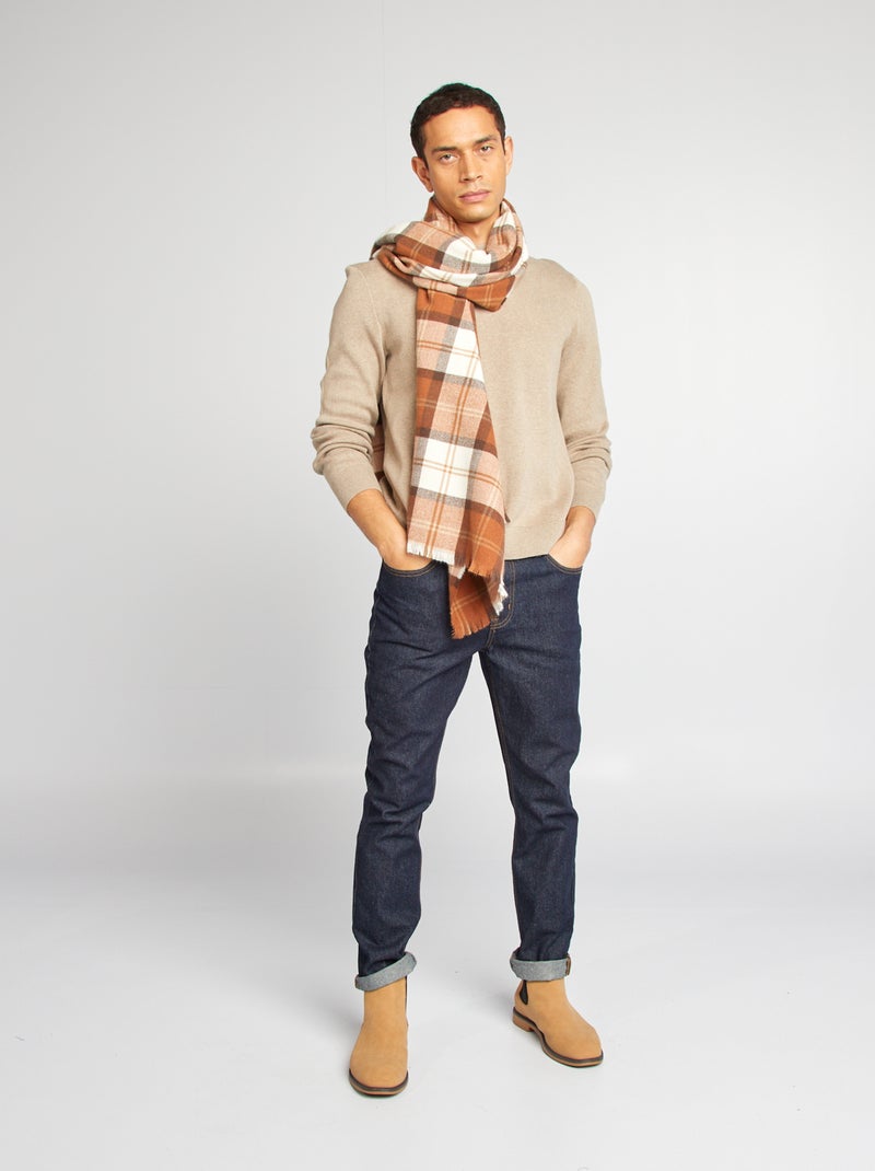 Fijngebreide trui met kraagje BIEGE - Kiabi