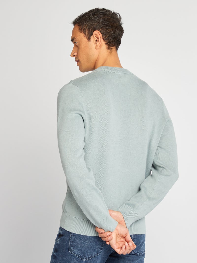 Fijngebreide trui met kraagje blauw - Kiabi