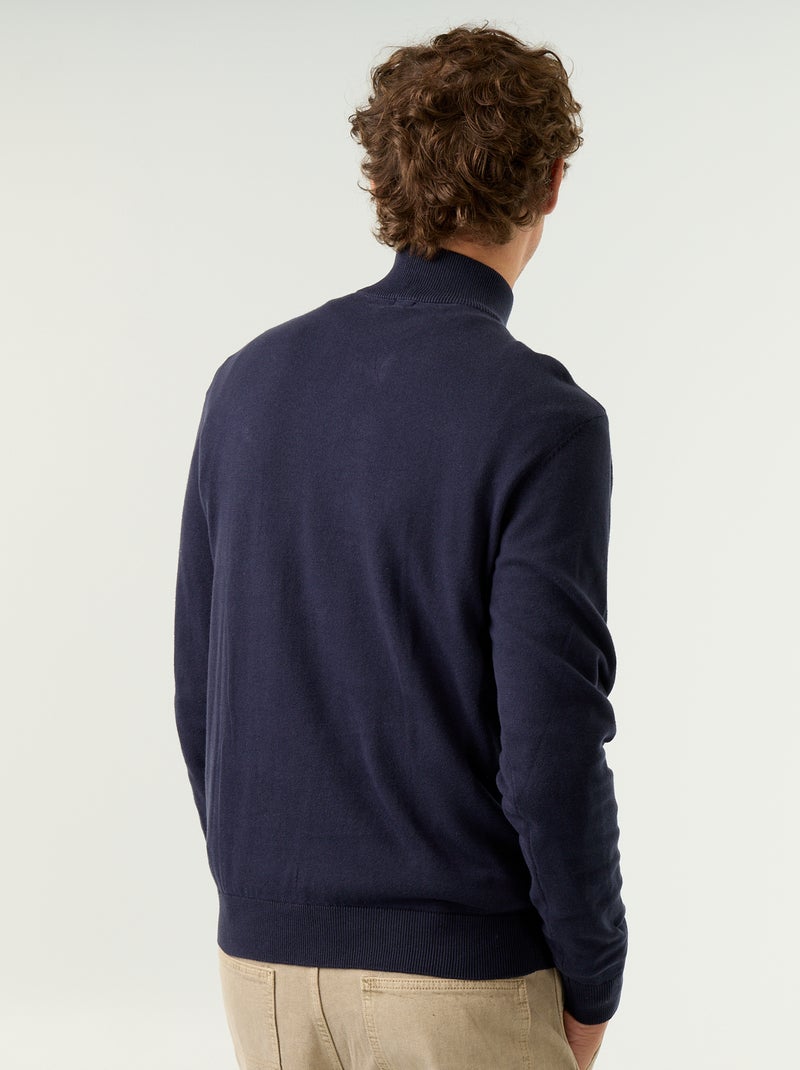 Fijngebreide trui met ritskraag Blauw - Kiabi