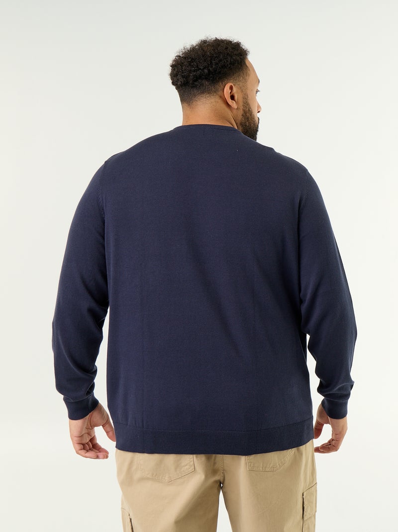 Fijngebreide trui met ronde hals Blauw - Kiabi