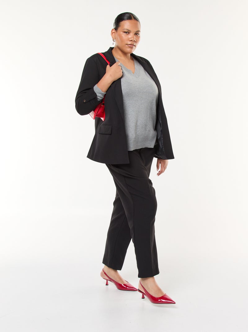 Fijngebreide trui met V-hals Grijs - Kiabi