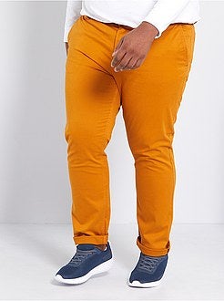 Herenmode grote maten - Fitted chinobroek van stretch twillstof - Kiabi