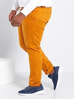 Herenmode grote maten - Fitted chinobroek van stretch twillstof - Kiabi