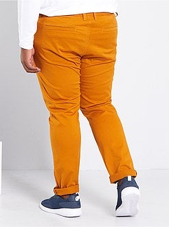 Herenmode grote maten - Fitted chinobroek van stretch twillstof - Kiabi