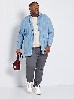 Herenmode grote maten - Fitted chinobroek van stretch twillstof - Kiabi