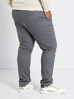 Herenmode grote maten - Fitted chinobroek van stretch twillstof - Kiabi
