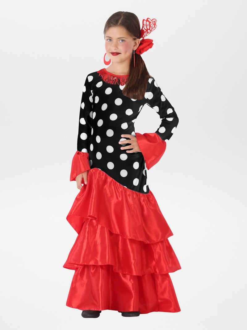 Flamencojurk - Verkleedkleding zwart / rood - Kiabi