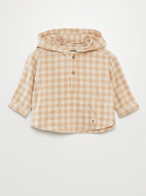 Flanellen blouse met capuchon - Kiabi