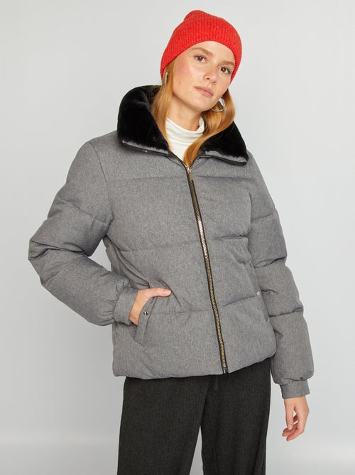 Flanellen donsjack met ritssluiting - Kiabi