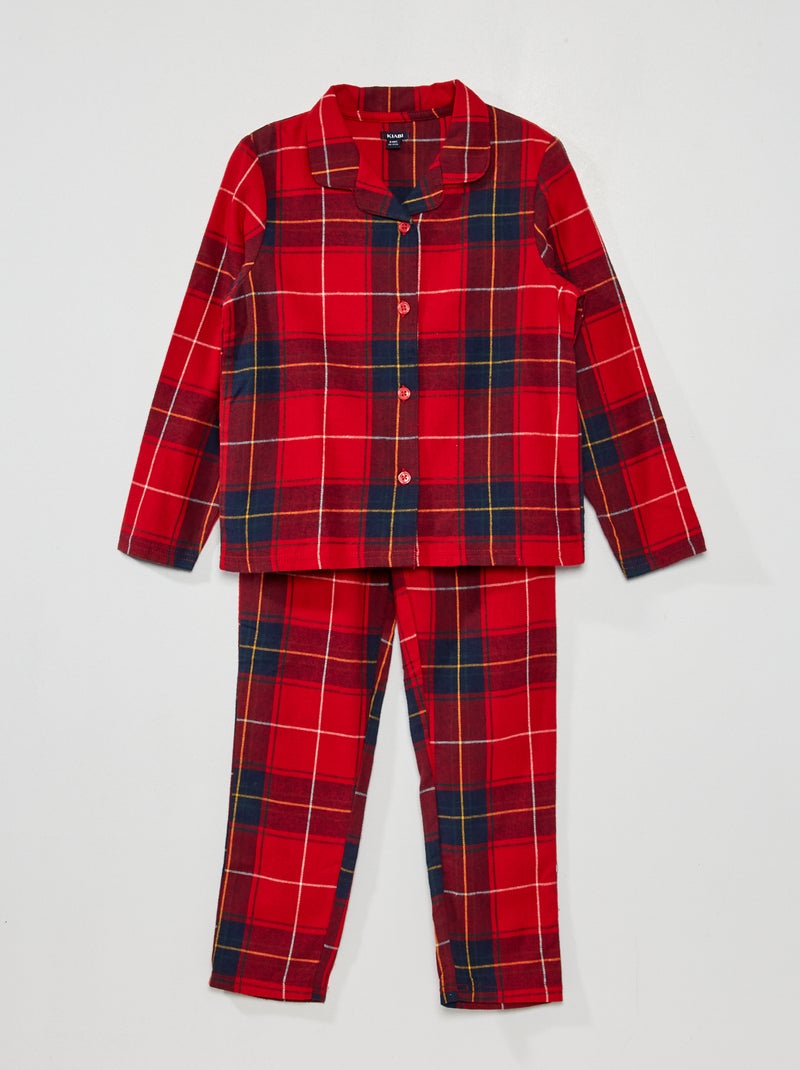 Flanellen kerstpyjama - 2-delig ROOD - Kiabi