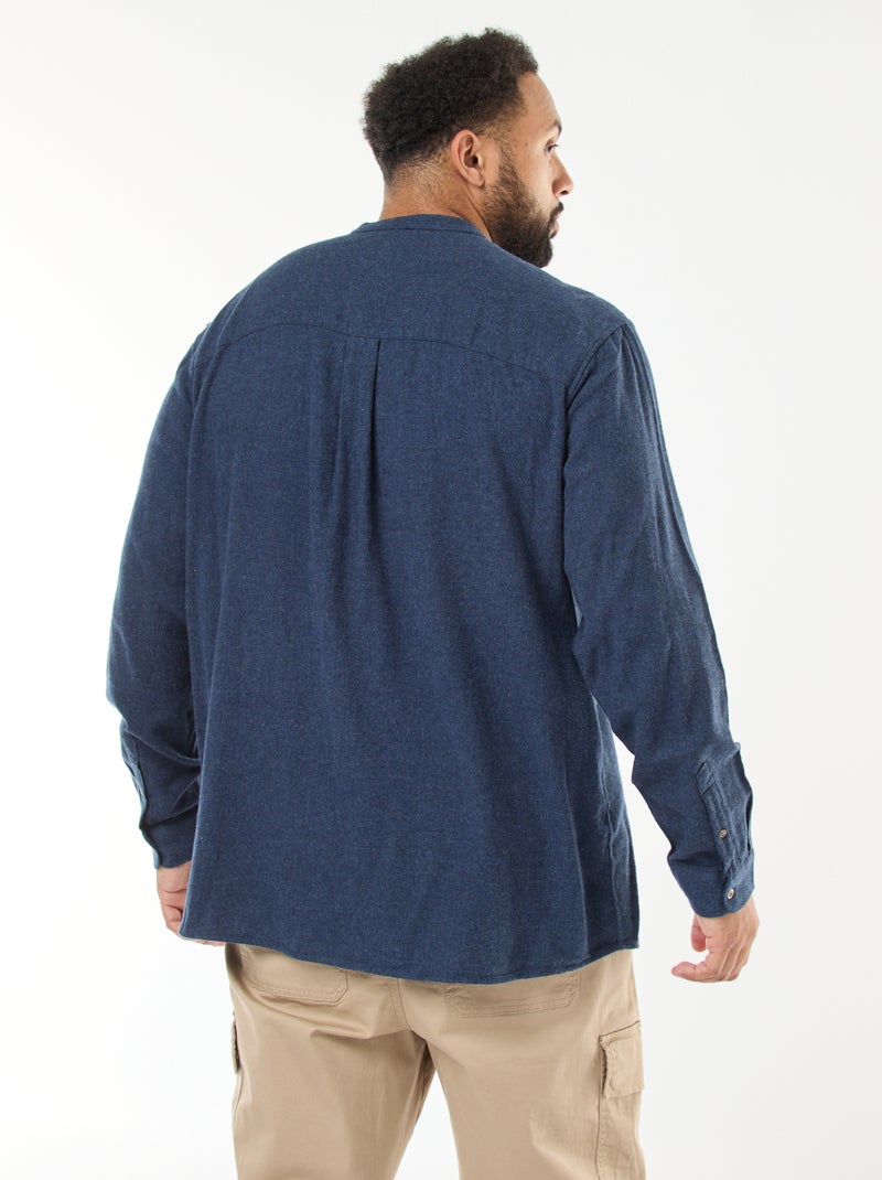 Flanellen overhemd met borstzakje Blauw - Kiabi