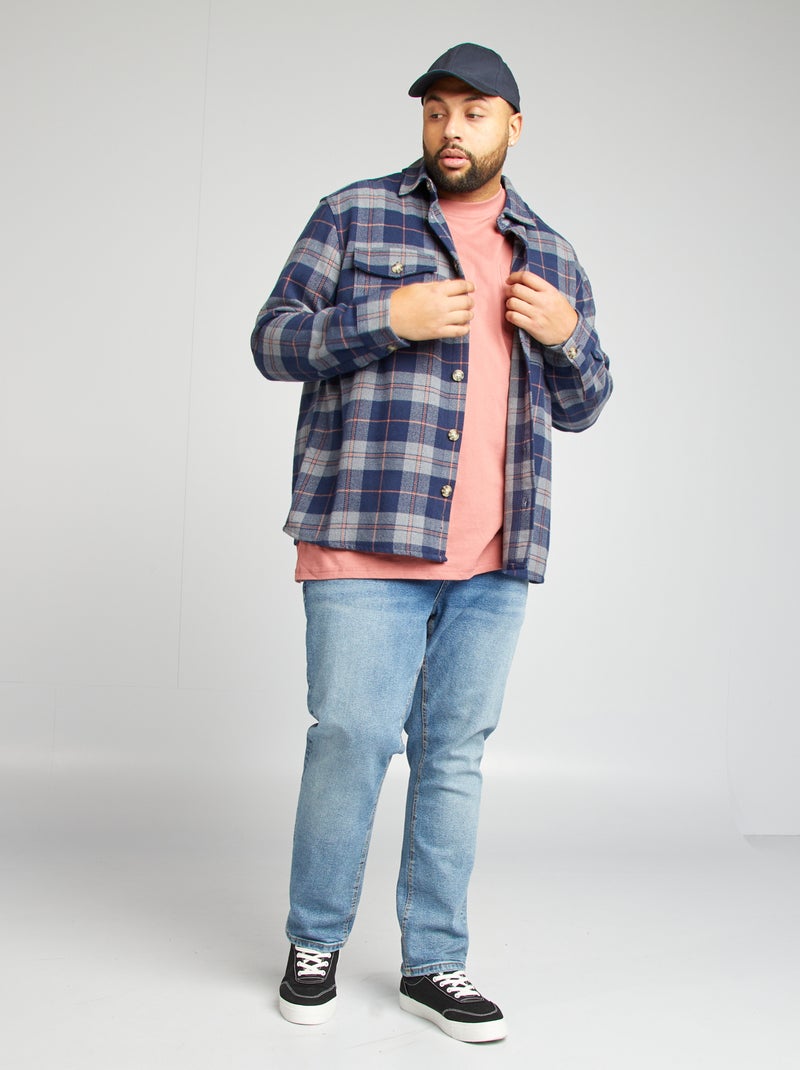 Flanellen overshirt BLAUW - Kiabi