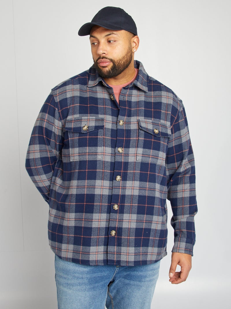 Flanellen overshirt BLAUW - Kiabi