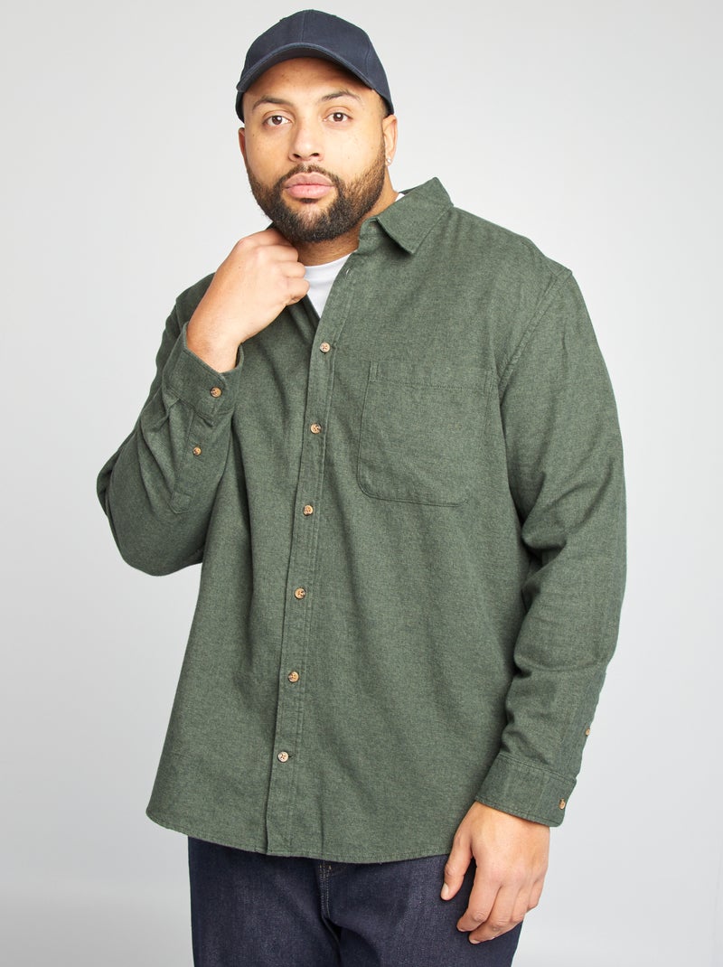 Flanellen overshirt  KAKI - Kiabi