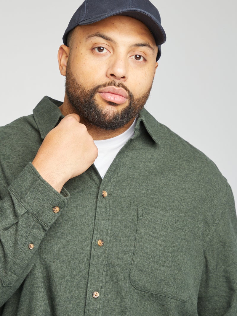Flanellen overshirt  KAKI - Kiabi