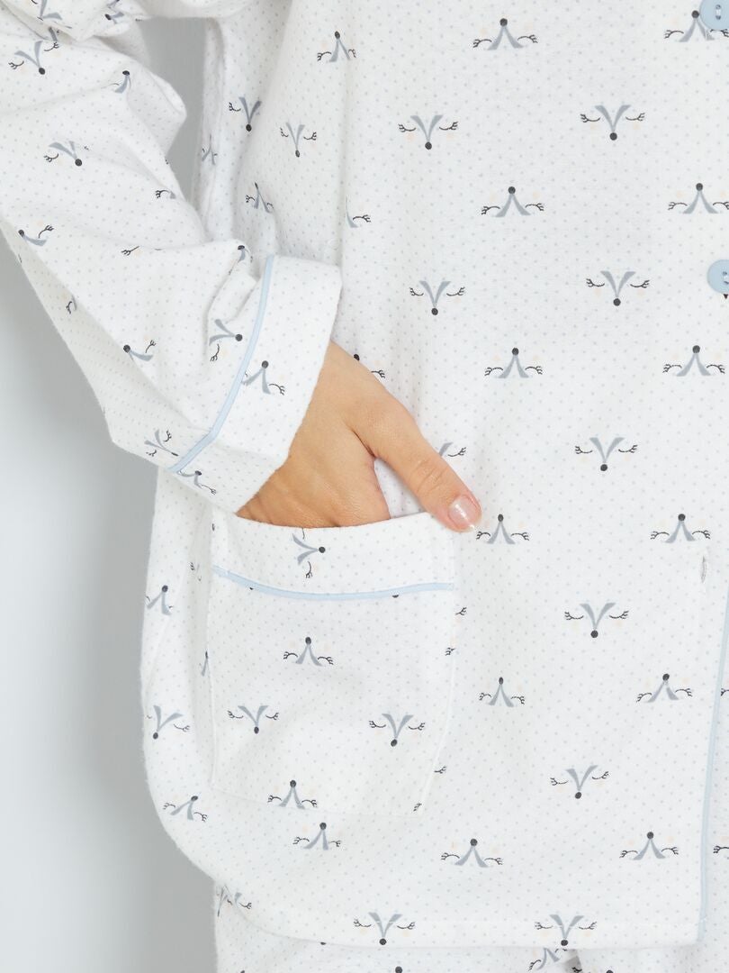 Flanellen Pyjama Ecru Kiabi