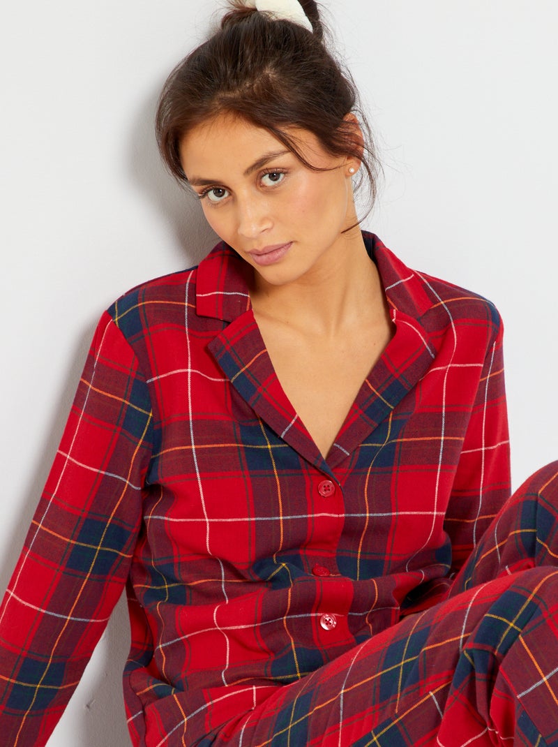 Flanellen pyjama ROOD - Kiabi