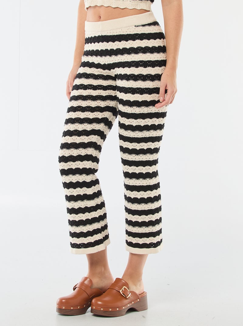 Flare broek van gehaakte stof Biege - Kiabi