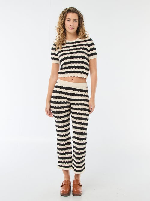 Flare broek van gehaakte stof - Kiabi