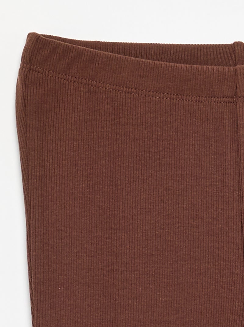 Flare legging van ribstof Bruin - Kiabi
