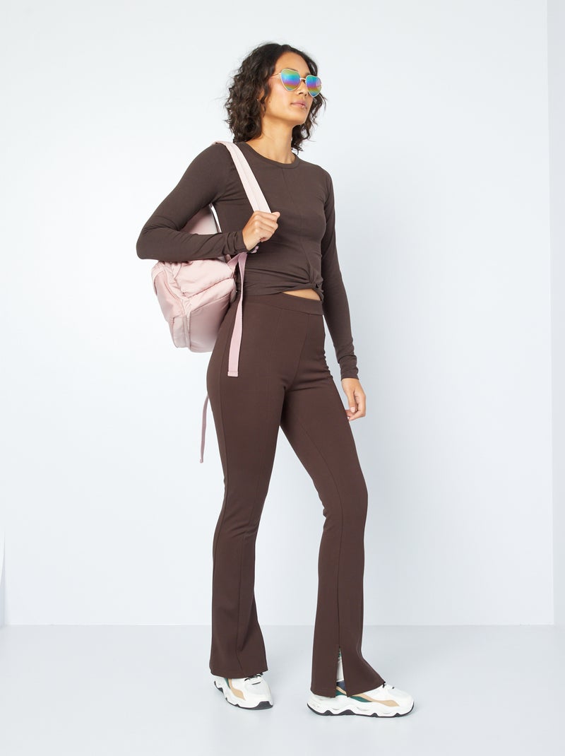 Flared bootcut jeans met splitjes BRUIN - Kiabi