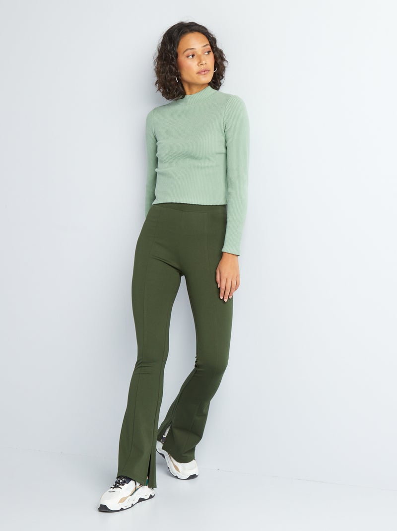 Flared bootcut jeans met splitjes GROEN - Kiabi