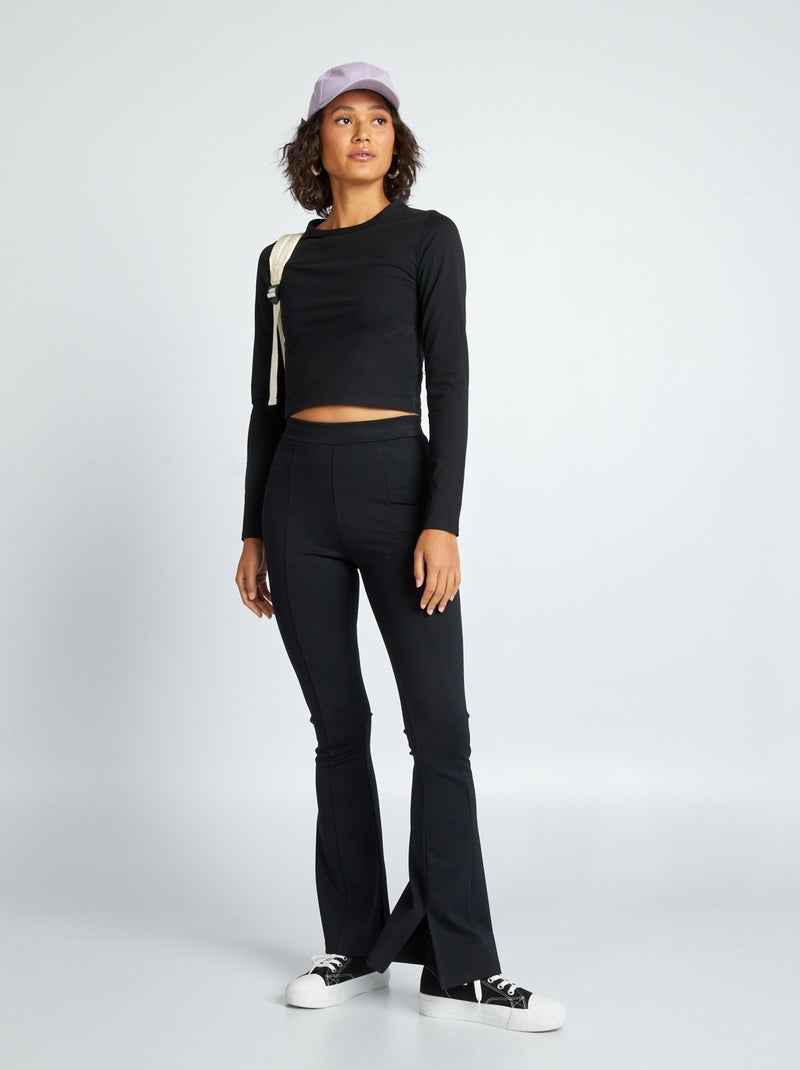 Flared bootcut jeans met splitjes zwart - Kiabi