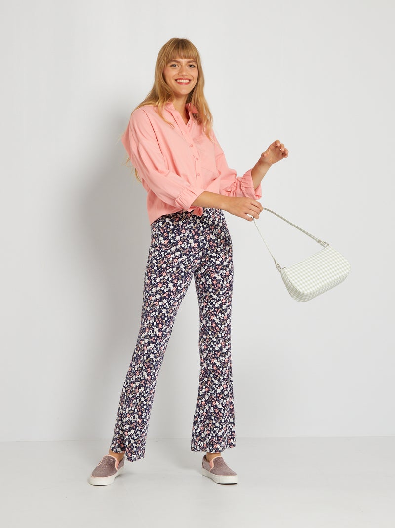 Flared broek met bloemenprint ROSE - Kiabi