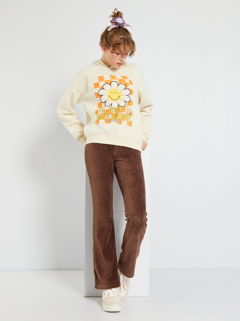 Flared broek van corduroy donkerbruin - Kiabi