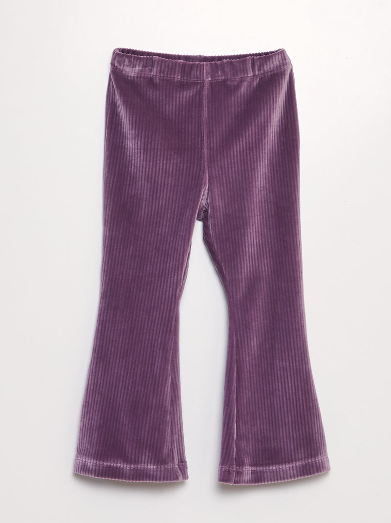 Flared broek van corduroy PAARS - Kiabi