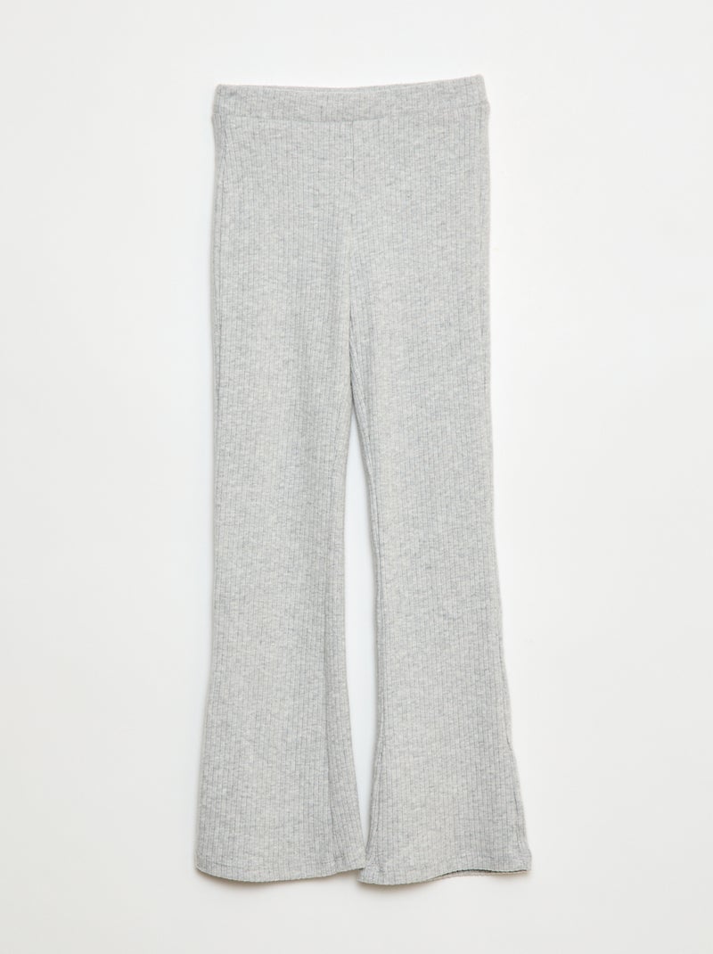 Flared broek van effen katoen Grijs - Kiabi