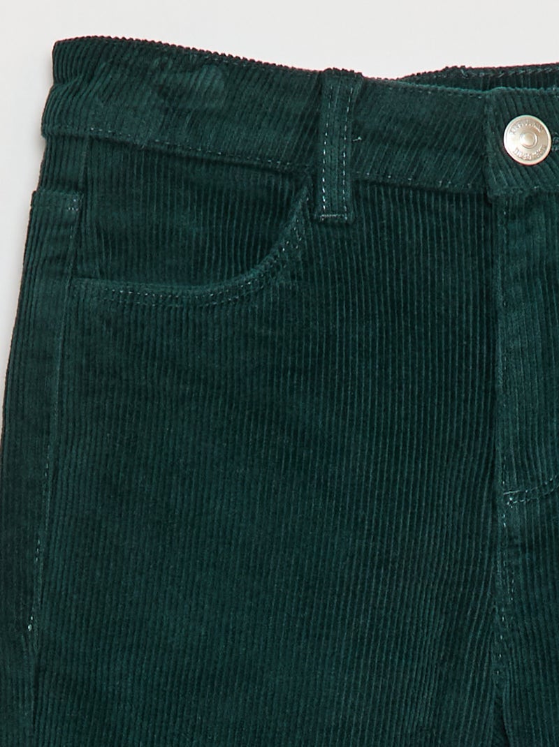 Flared broek van fluweel Groen - Kiabi