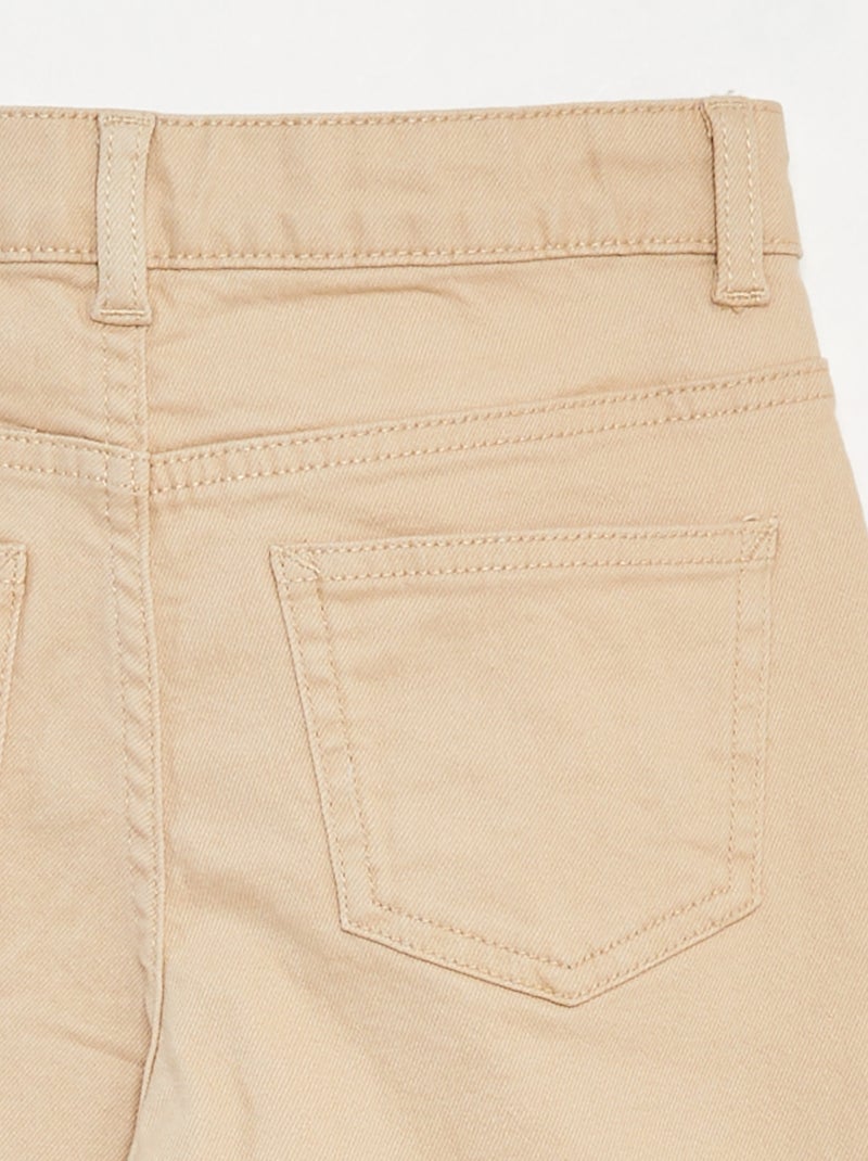 Flared broek van keperstof met verstelbare taille Biege - Kiabi