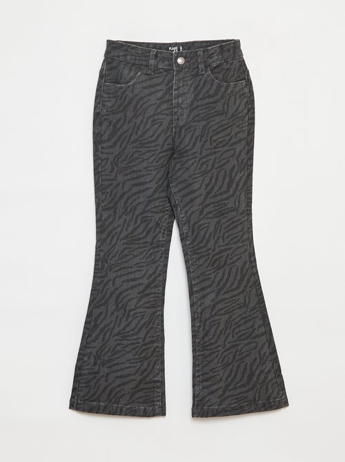 Flared broek van keperstof met verstelbare taille - Kiabi
