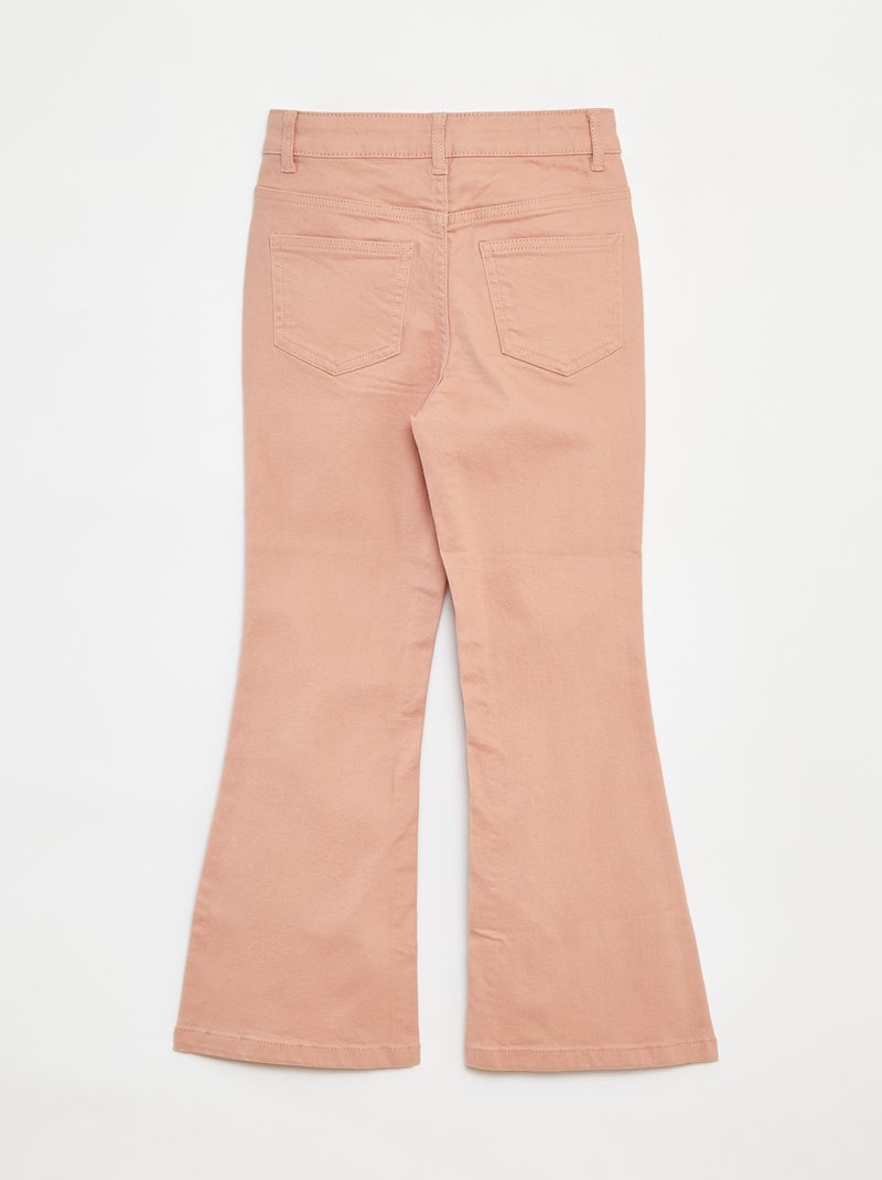 Flared broek van keperstof met verstelbare taille Rose - Kiabi