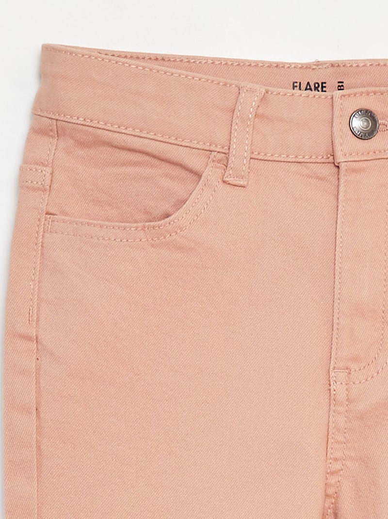 Flared broek van keperstof met verstelbare taille Rose - Kiabi