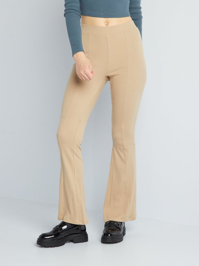Flared broek van ribtricot BIEGE - Kiabi