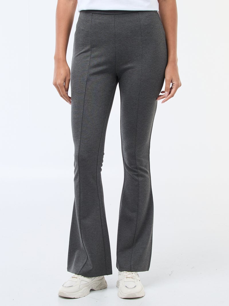 Flared broek van ultrastretch tricot Grijs - Kiabi