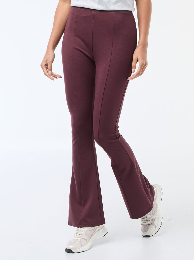 Flared broek van ultrastretch tricot Paars - Kiabi
