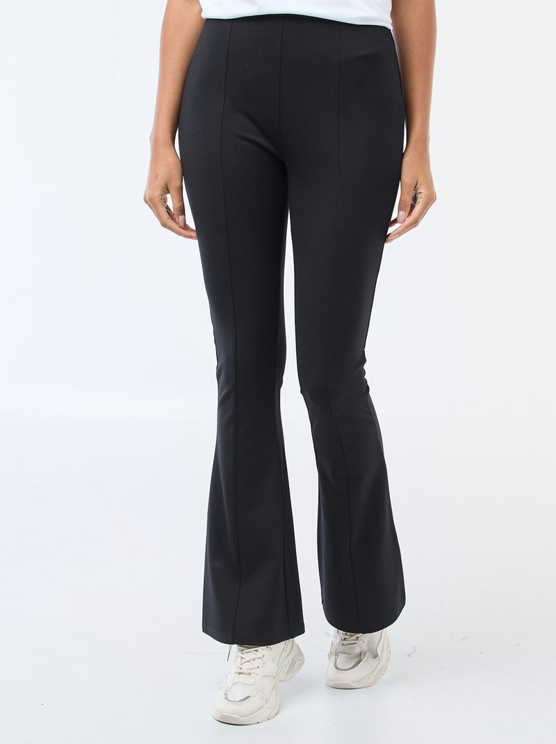 Flared broek van ultrastretch tricot zwart - Kiabi