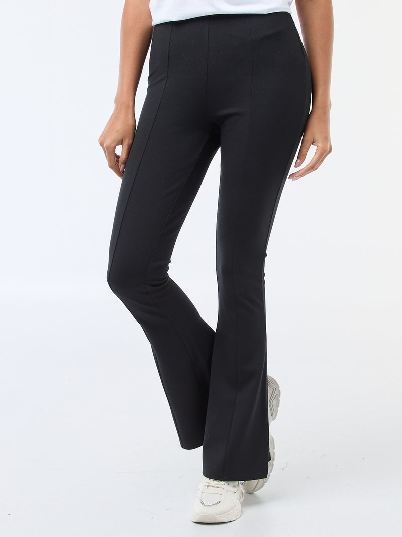 Flared broek van ultrastretch tricot zwart - Kiabi