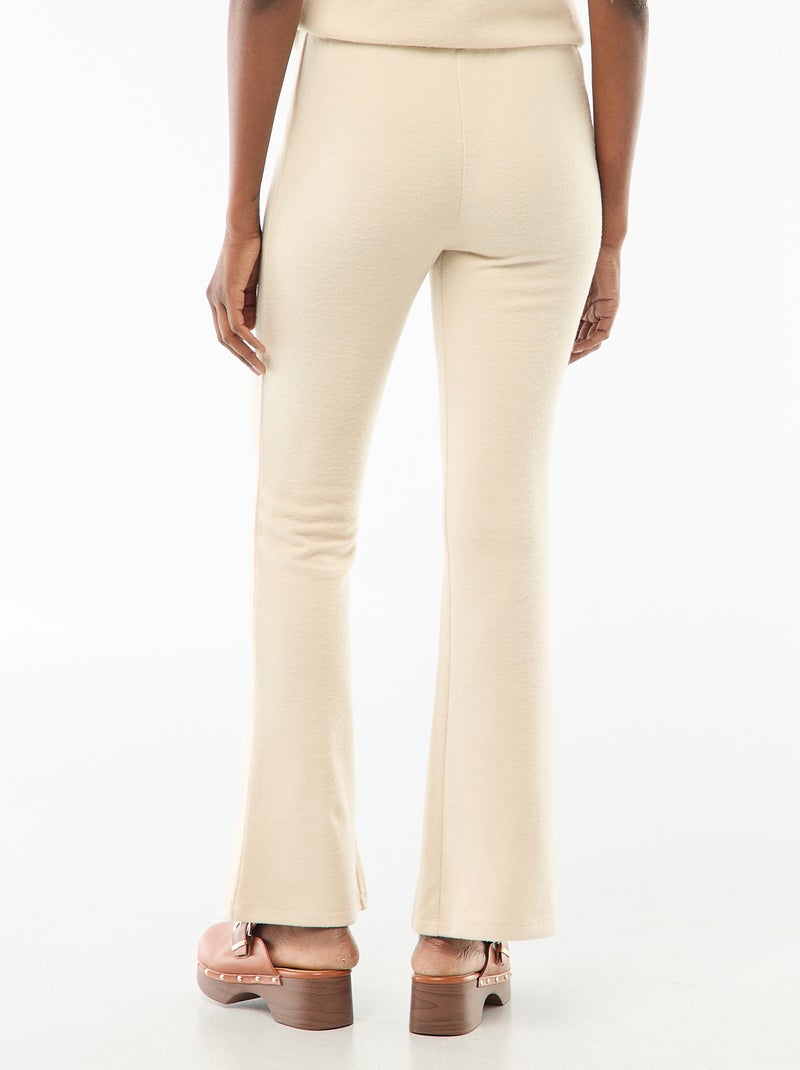 Flared broek van zacht tricot Biege - Kiabi