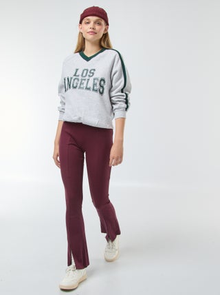 Flared legging van ribstof