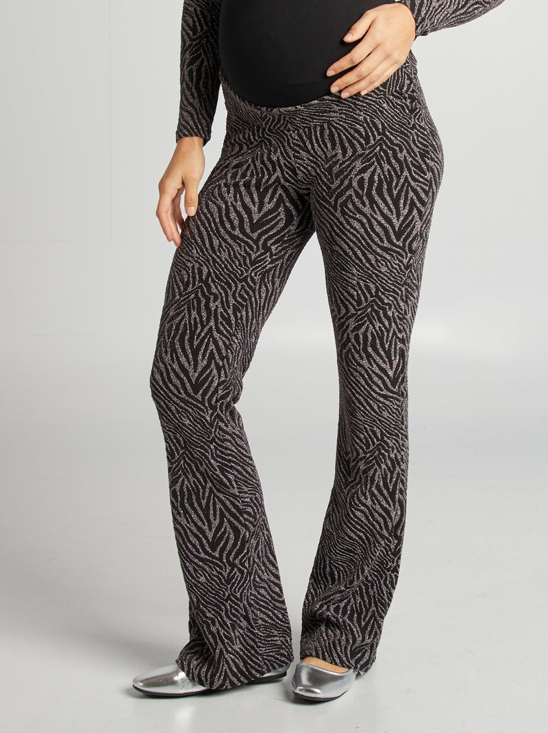 Flared zwangerschapsbroek van glitterstof 'Only Maternity' ZWART - Kiabi