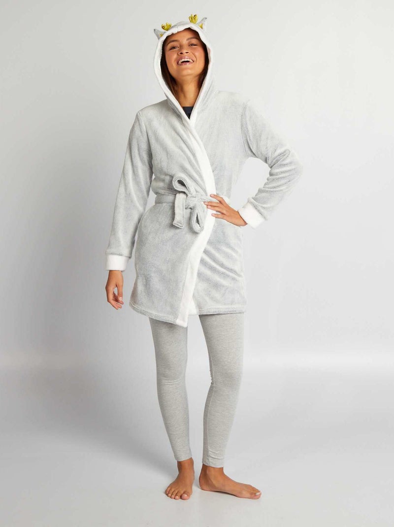 Fleece badjas | rendier GRIJS - Kiabi
